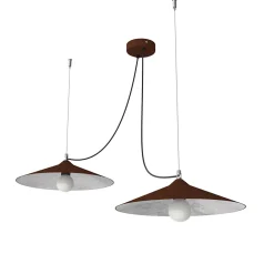 Best Lumicom - COLOMBO Suspension, 2XE27, max 42W, métal, marron corten/ feuille argent, D.40cm