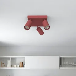 Best Lumicom - FORM Q Plafonnier, 3X GU10, max 33W, métal, rouge cowhide, 30x30cm