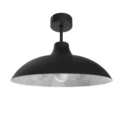 Best Lumicom - PARIGINA Plafonnier, 1X E27, max 42W, métal, noir mat/feuille argent, D.30cm