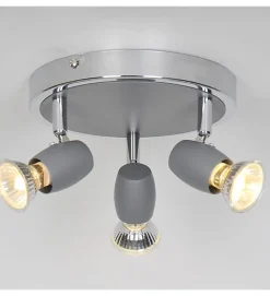 Autres Plafonnier<Luminaire de plafond moderne Alliage 3 ampoules métal gris chromé LED