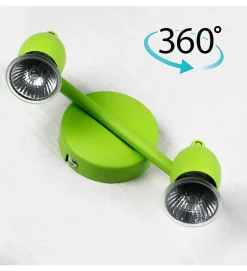 Autres Plafonnier Pour Chambre|Plafonnier Pour Cuisine<Luminaire Plafonnier Reglette vert 2 Spots orientables GU10 42 W halogene LED