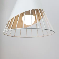 Alpinaluz Suspension Et Lustre<Lustre de Plafond Forme Bdminton : Métal Blanc et Bois de Style Nordique, pour Salle à Manger, Salon, Bureau, Restaurant