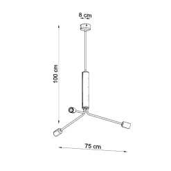 Sollux Lighting Suspension Pour Salon<Lustre en acier 3 lampes 75x75x100cm Sollux