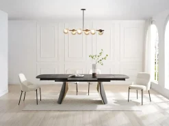 Vente-unique Suspension Pour Salle À Manger|Suspension Pour Chambre<Lustre en métal - 6 globes en verre fumé - L. 98 cm - Noir - YUKON