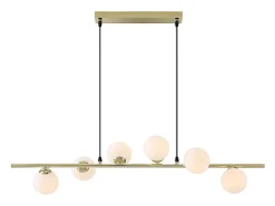 Vente-unique Suspension Pour Salon<Lustre en métal et verre 6 globes - L. 100 x P. 24,5 cm - Doré brillant - INUNTA