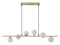 Vente-unique Suspension Pour Salon<Lustre en métal et verre 6 globes - L. 100 x P. 24,5 cm - Doré brillant - INUNTA