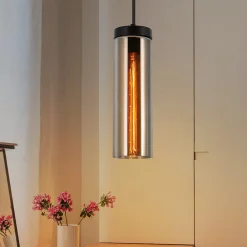 Best Nettlife Lampe à Suspension Pour Table à Manger En Verre Noir Mat Rétro 1 Flamme E27