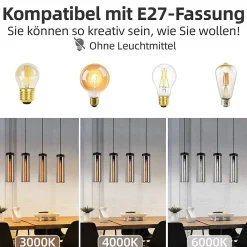 Best Nettlife Lampe à Suspension Pour Table à Manger En Verre Noir Mat Rétro 1 Flamme E27