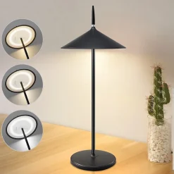 Best Nettlife lampe de chevet tactile sans fil led lampe de table noire dimmable 1800mha rechargeable avec usb, led, ip44