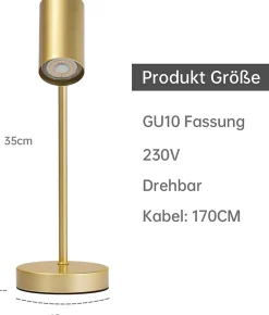 Best Nettlife lampe de chevet lampe de table de salon or pivotante 350 GU10 or en métal bureau