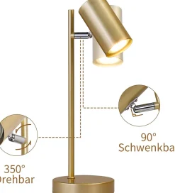 Best Nettlife lampe de chevet lampe de table de salon or pivotante 350 GU10 or en métal bureau