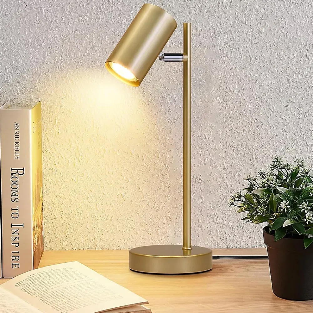 Best Nettlife lampe de chevet lampe de table de salon or pivotante 350 GU10 or en métal bureau