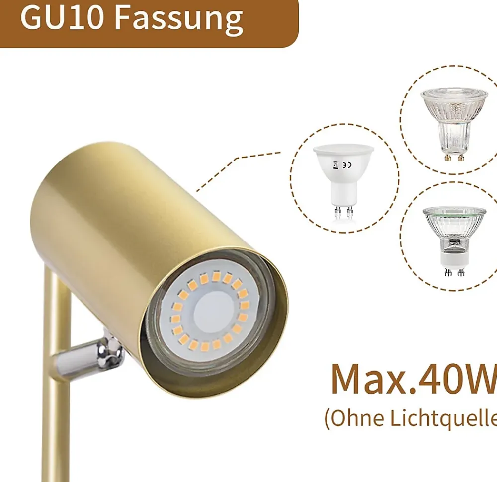 Best Nettlife lampe de chevet lampe de table de salon or pivotante 350 GU10 or en métal bureau