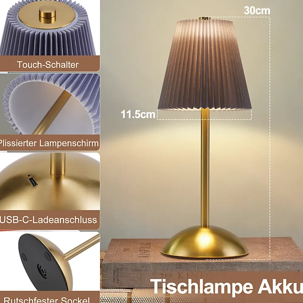 Best Nettlife Lampe de Table Sans Fil Lot de 2 - Lampe Chevet LED Tactile Dimmable, USB Rechargeable, Abat-jour Tissu, Design Moderne