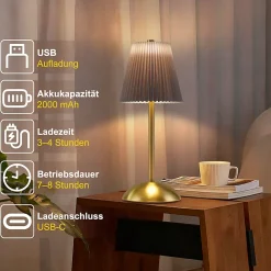 Best Nettlife Lampe de Table Sans Fil Lot de 2 - Lampe Chevet LED Tactile Dimmable, USB Rechargeable, Abat-jour Tissu, Design Moderne