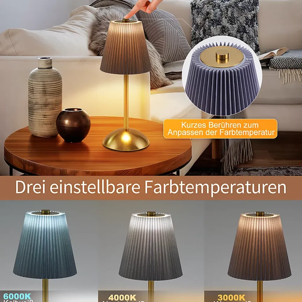 Best Nettlife Lampe de Table Sans Fil Lot de 2 - Lampe Chevet LED Tactile Dimmable, USB Rechargeable, Abat-jour Tissu, Design Moderne