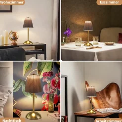 Best Nettlife Lampe de Table Sans Fil Lot de 2 - Lampe Chevet LED Tactile Dimmable, USB Rechargeable, Abat-jour Tissu, Design Moderne