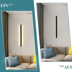 Sale Nettlife Lot de 2 appliques murales d'intérieur à LED Moderne 60CM 21W Couloir Haut Bas Noir