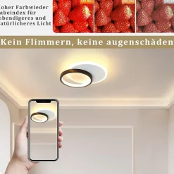 Best Nettlife Plafonnier LED 12 W Lampe de 3000 K Blanc Chaud Lampe de Chambre Lampe Design Moderne Plafond Salon Noir Rond pour