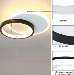 Best Nettlife Plafonnier LED 12 W Lampe de 3000 K Blanc Chaud Lampe de Chambre Lampe Design Moderne Plafond Salon Noir Rond pour