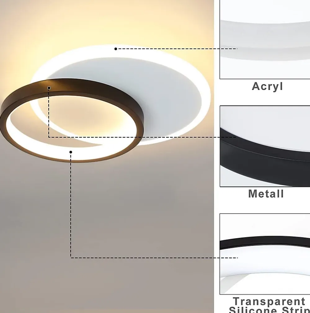 Best Nettlife Plafonnier LED 12 W Lampe de 3000 K Blanc Chaud Lampe de Chambre Lampe Design Moderne Plafond Salon Noir Rond pour