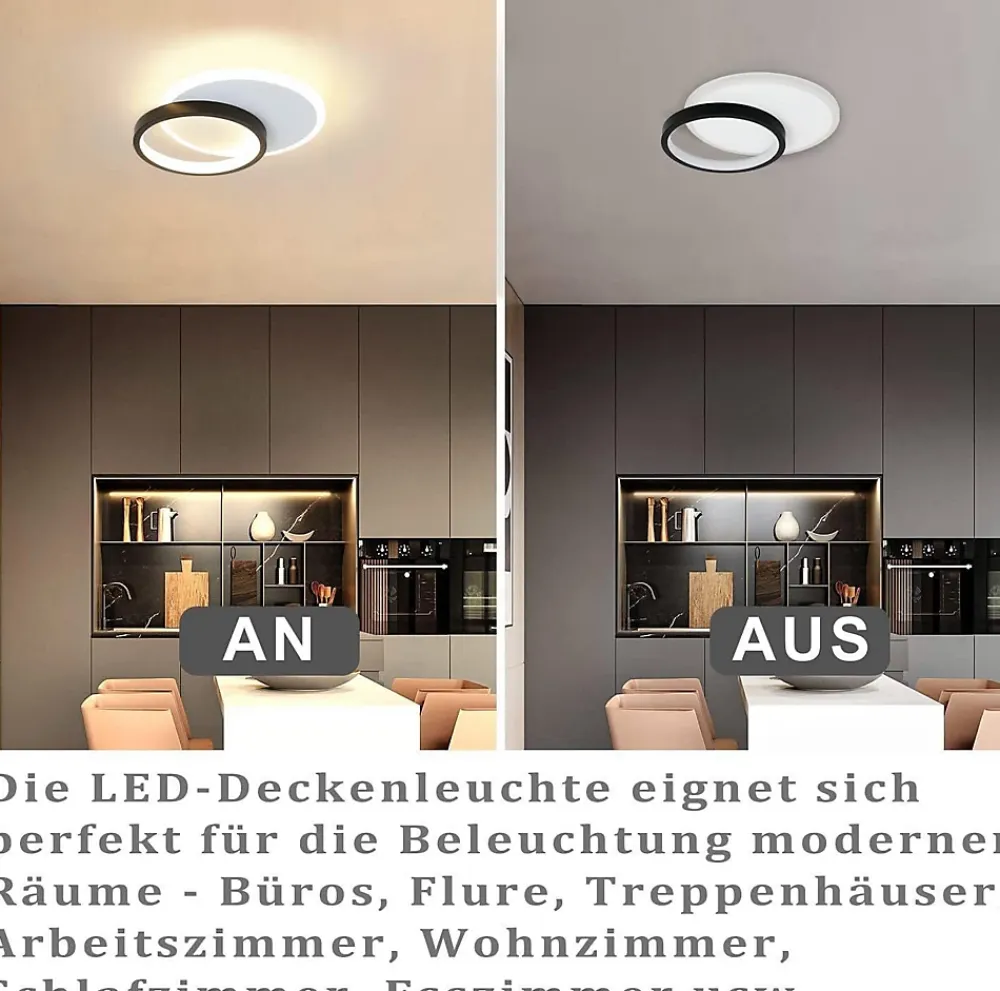 Best Nettlife Plafonnier LED 12 W Lampe de 3000 K Blanc Chaud Lampe de Chambre Lampe Design Moderne Plafond Salon Noir Rond pour