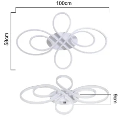 Sale Nettlife Plafonnier LED Dimmable Grand 100cm 90W Moderne Blanc avec Télécommande Design
