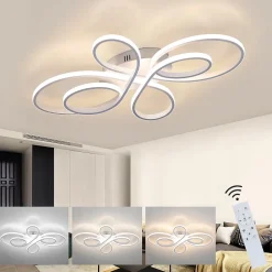 Sale Nettlife Plafonnier LED Dimmable 80 cm Blanc 78 W Salon Design Moderne avec Télécommande Idéal pour Salle à Manger Bureau Cuisine