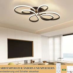 Sale Nettlife Plafonnier LED Noir Intensité Variable 80 cm Salon 78W Moderne avec Télécommande Design Idéal pour Salle à Manger Bureau