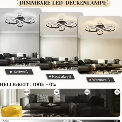 Sale Nettlife Plafonnier LED Noir Intensité Variable 80 cm Salon 78W Moderne avec Télécommande Design Idéal pour Salle à Manger Bureau