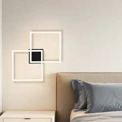 Sale Nettlife Plafonnier LED plafonnier chambre 24W lampe de salon blanc chaud moderne noir carré