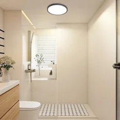 Best Nettlife Plafonnier LED Salle de bain Plat 30CM 24W Rond Plafonnier Cuisine Non-variable
