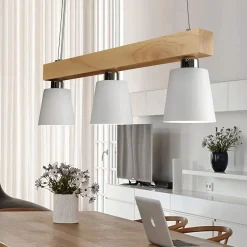 Sale Nettlife Suspension Bois 3 Flammes Blanc Chaud Vintage Réglable en Hauteur Blanc E27 MAX.25W