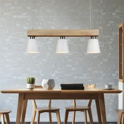 Sale Nettlife Suspension Bois 3 Flammes Blanc Chaud Vintage Réglable en Hauteur Blanc E27 MAX.25W
