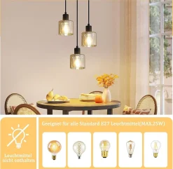 Sale Nettlife Suspension Vintage 3 Ampoules E27 Noir Rétro Industriel