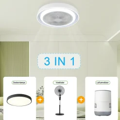 Sale Nettlife Ventilateur plafond LED éclairage télécommande - Lampe moderne silencieux dimmable 5 pales