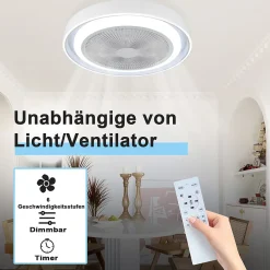 Sale Nettlife Ventilateur plafond LED éclairage télécommande - Lampe moderne silencieux dimmable 5 pales