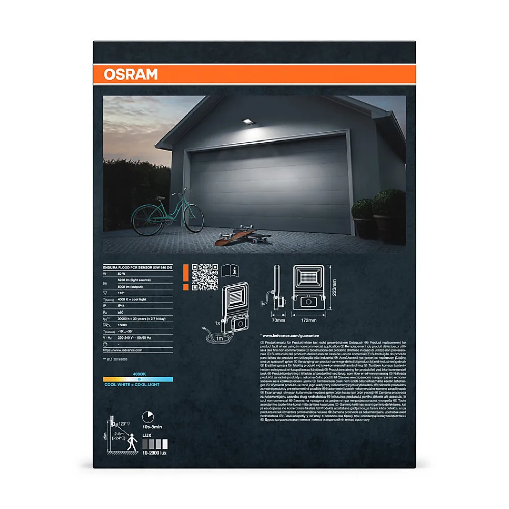 Best Osram Projecteur LED ENDURA FLOOD PC 50 W 4 000 K avec capteur gris