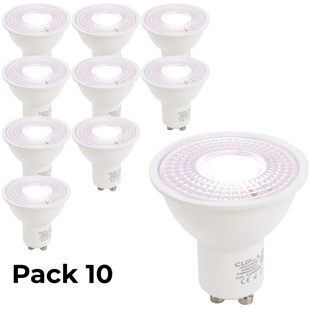 Alpinaluz Ampoule Pour Spot|Ampoule Gu10<Pack de 10 Ampoules LED GU10 7W 45 SMD2835 665lm 220V 6000K Blanc Froid Sans Scintillement
