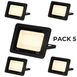 Alpinaluz Projecteur Extérieur<Pack de 5 Projecteur LED Extérieur IP65 Imperméable 50W 4750Lm 3000K Lumière Chaude pour Maison Garage Jardin Terrasse C