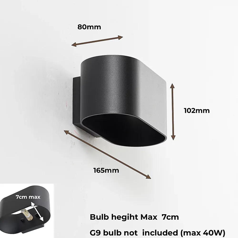 Alpinaluz Applique Pour Salon|Applique Murale Intérieure<Paquet de 2 appliques murales intérieures en aluminium noir avec éclairage en haut et en bas support G9 ampoule non incl
