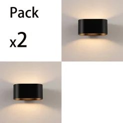 Alpinaluz Applique Pour Salon|Applique Murale Intérieure<Paquet de 2 appliques murales intérieures en aluminium noir avec éclairage en haut et en bas support G9 ampoule non incl