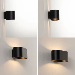 Alpinaluz Applique Pour Salon|Applique Murale Intérieure<Paquet de 2 appliques murales intérieures en aluminium noir avec éclairage en haut et en bas support G9 ampoule non incl