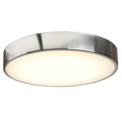 Best GoodHome Plafonnier de salle de bain Wapta LED intégrée 1200lm 12W IP44 Ø28,3cm blanc froid & blanc chaud chrome brillant