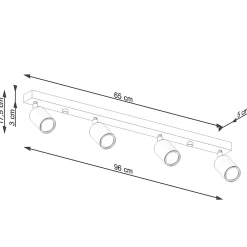 Best Sollux Lighting Plafonnier en acier/bois 4 lampes 96x65x17.5cm Sollux