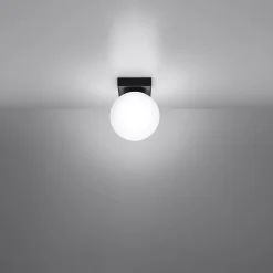 Best Sollux Lighting Plafonnier en acier/verre 1 ampoule 3000K - 12x12x14.5cm Sollux