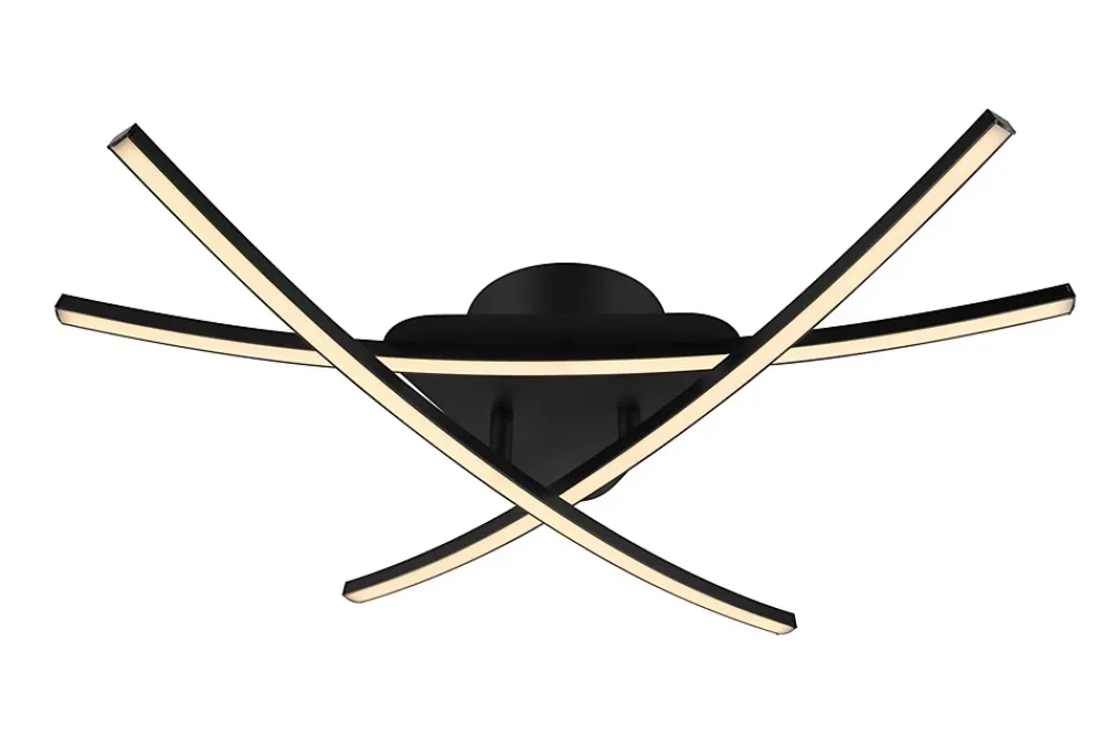 Best GoodHome Plafonnier LED intégrée 1700lm 21W blanc neutre Alani noir mat l.57 x H.9.5 x P.50 cm