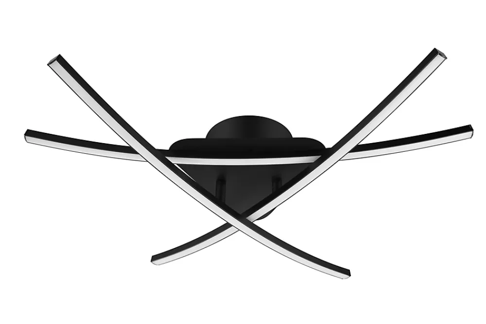 Best GoodHome Plafonnier LED intégrée 1700lm 21W blanc neutre Alani noir mat l.57 x H.9.5 x P.50 cm