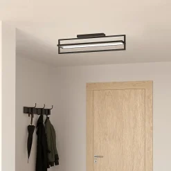 Clearance EGLO Plafonnier LED intégrée Siberia IP20 4400lm 34W L.78 x l.16x H.23,5 cm noir dimmable avec télécommande