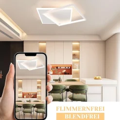 Sale Nettlife Plafonnier LED - Plafonnier LED carré blanc à intensité variable 44 W pour chambre à coucher